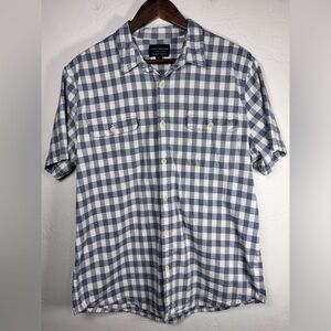 Lucky Brand Navy and Gray Gingham Plaid Men's Shirt Size Large